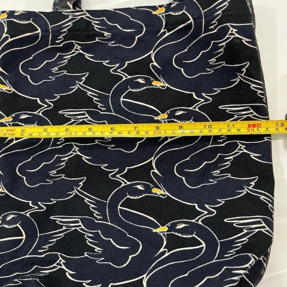 Tory Birch Pattern Print Canvas Tote Curly Ribbon Swan
